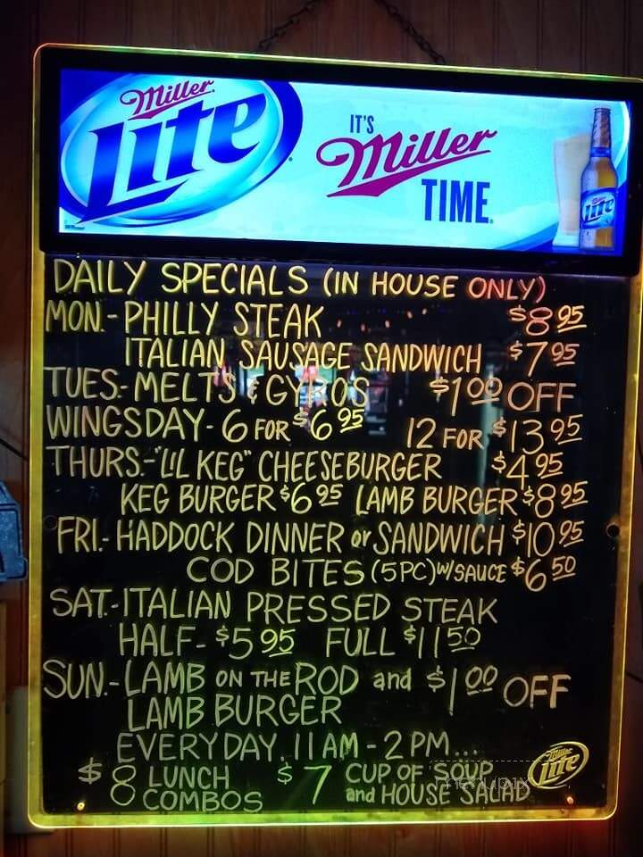 Keg Bar And Grille - Sharon, PA menu_pic