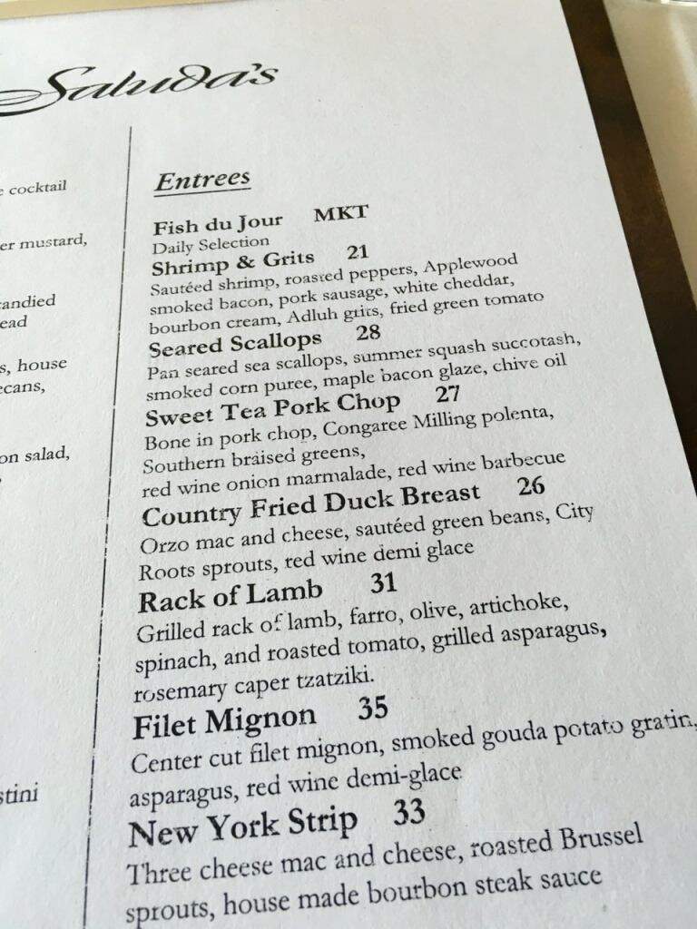 Saluda's Restaurant - Columbia, SC menu_pic