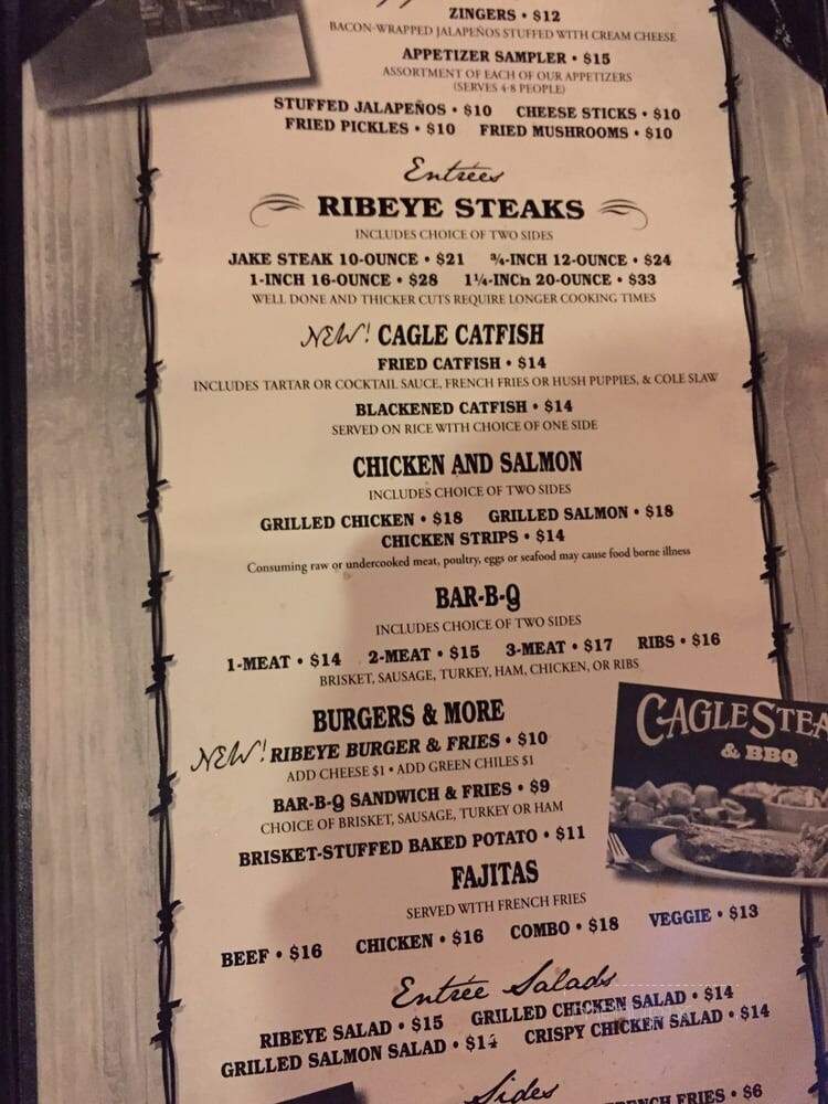Cagle Steaks - Lubbock, TX menu_pic