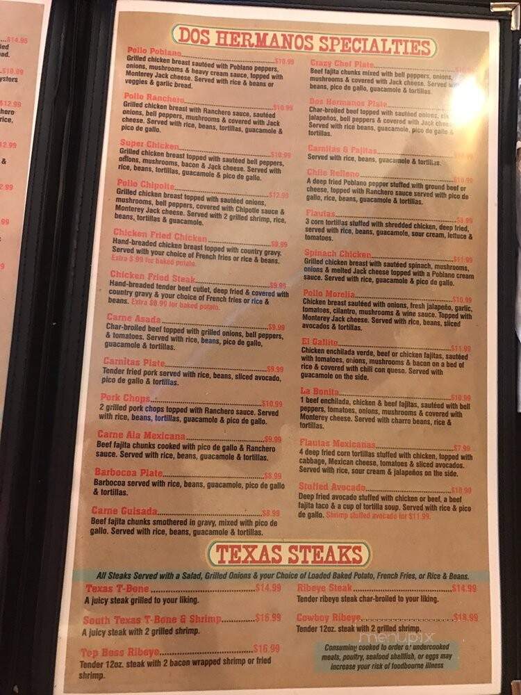 Dos Hermanos Mexican - Edna, TX menu_pic
