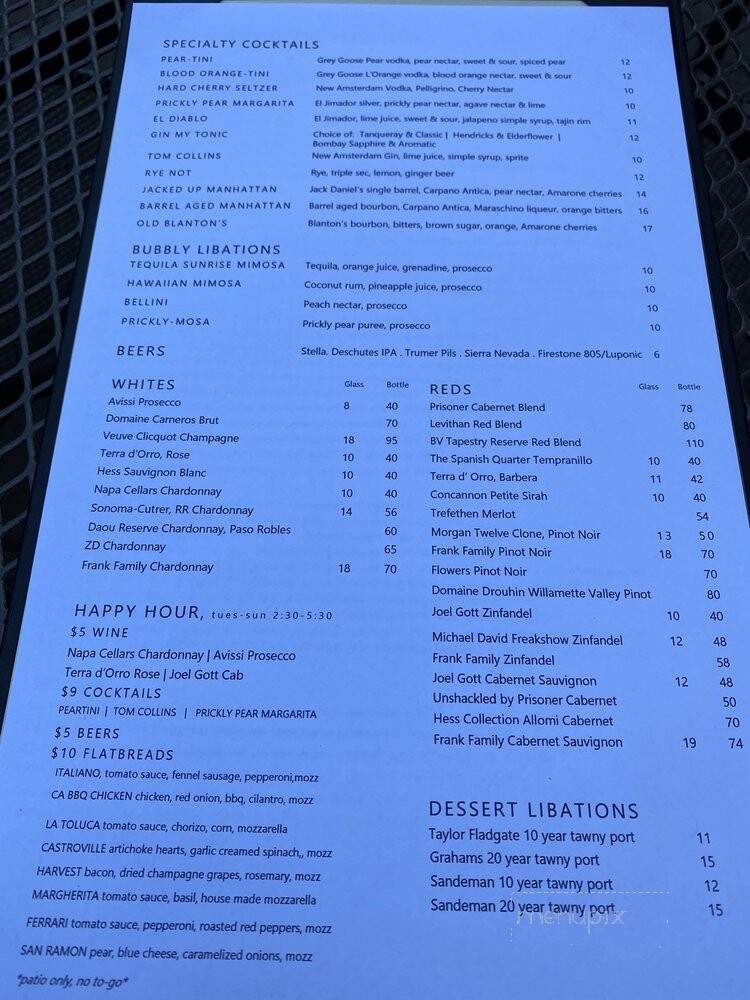 Peasant & The Pear - Danville, CA menu_pic