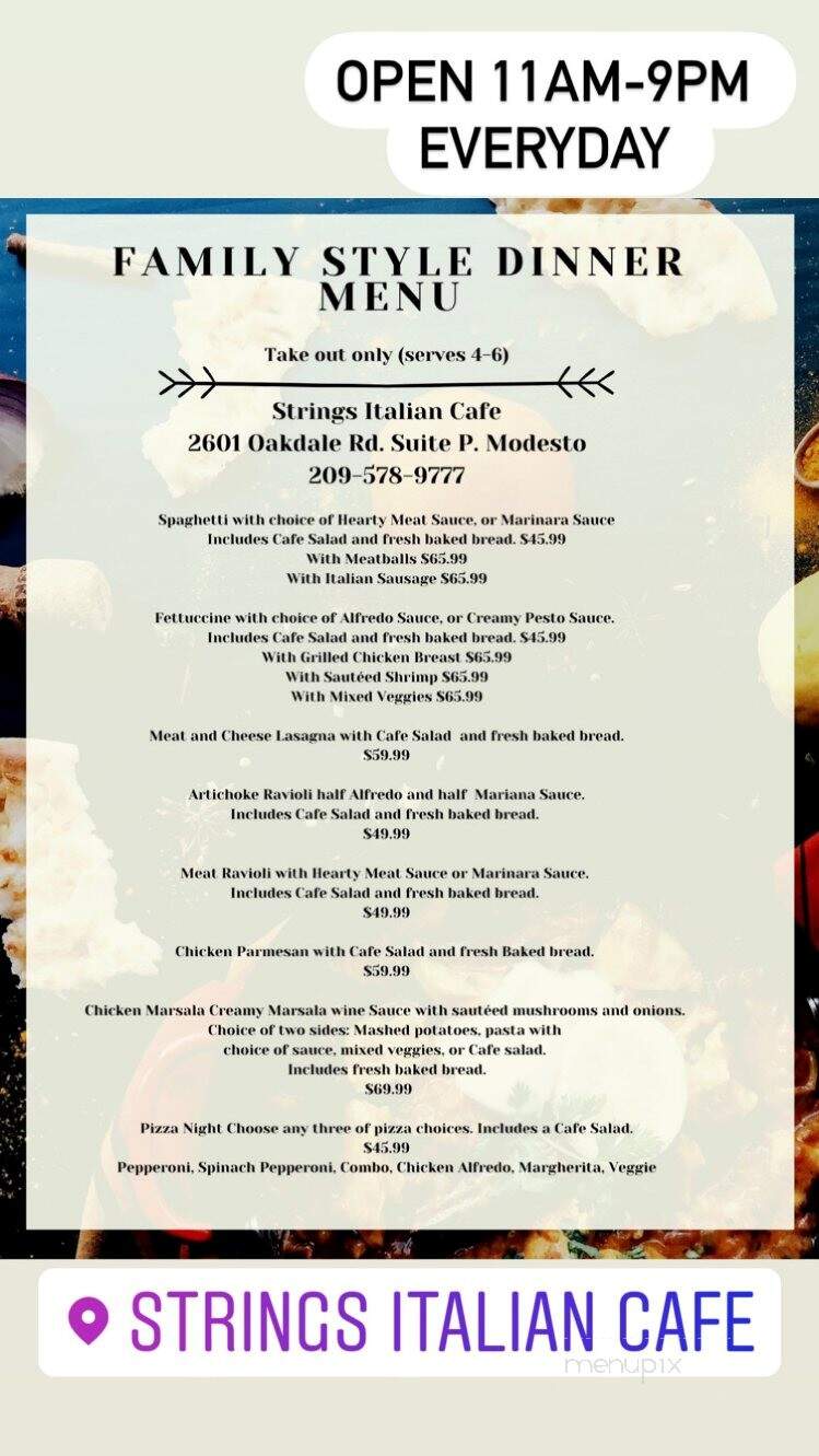 Strings Italian Cafe - Modesto, CA menu_pic