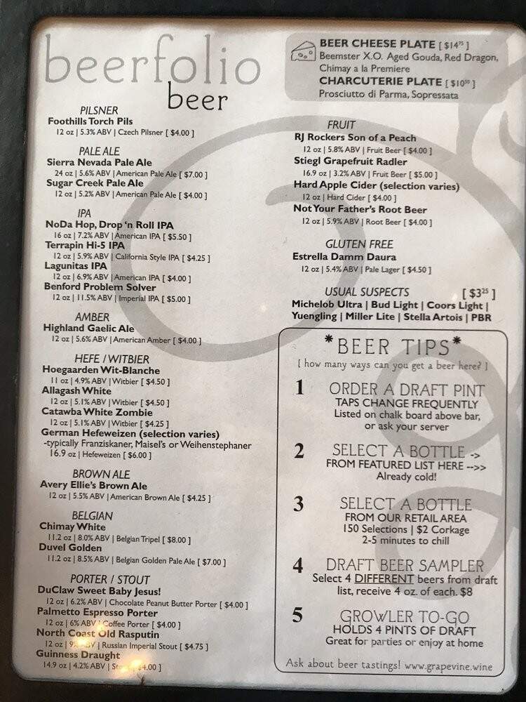 Grapevine Riverwalk - Rock Hill, SC menu_pic