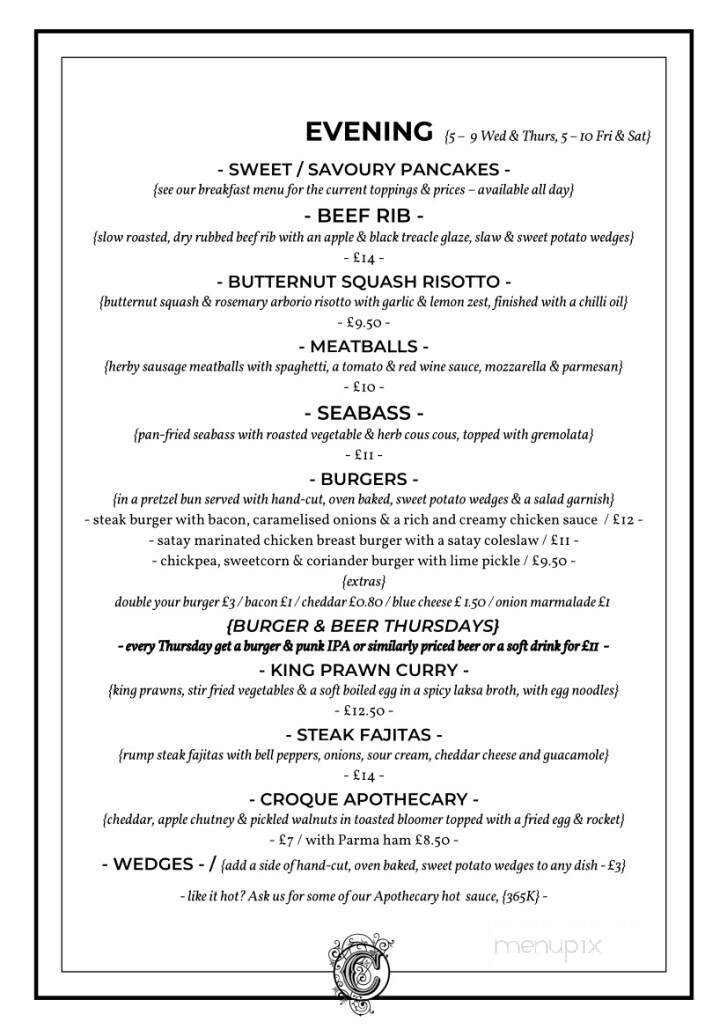 The Coffee Apothecary - Taos, NM menu_pic