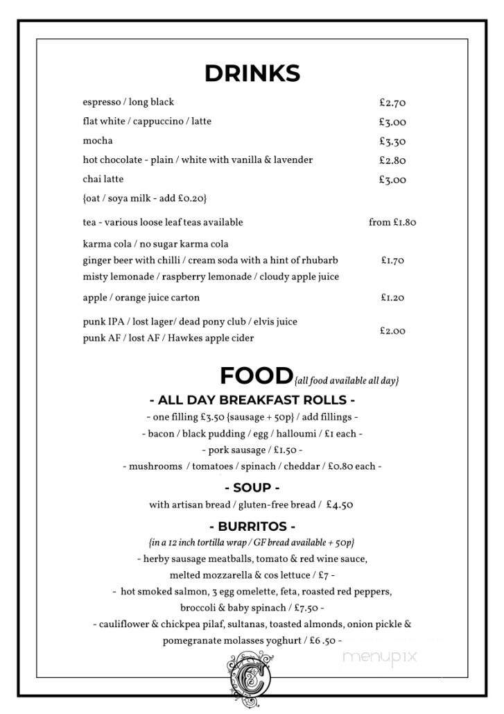 The Coffee Apothecary - Taos, NM menu_pic