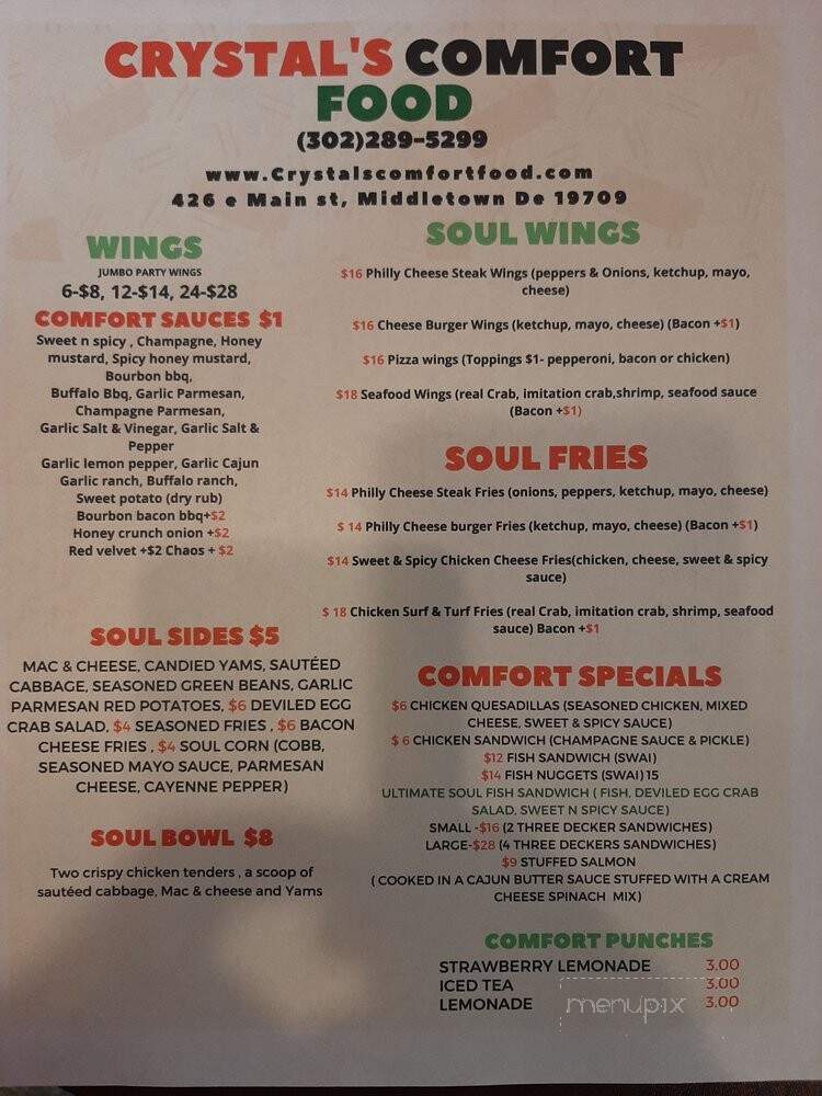 Crystal's Comfort Food - Lansdowne, PA menu_pic