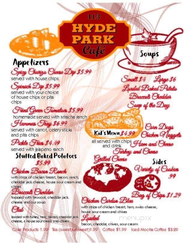 Hyde Park Cafe - Paragould, AR menu_pic