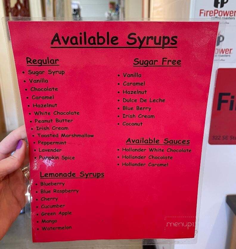 FirePower Coffee Roasters - Keystone Heights, FL menu_pic