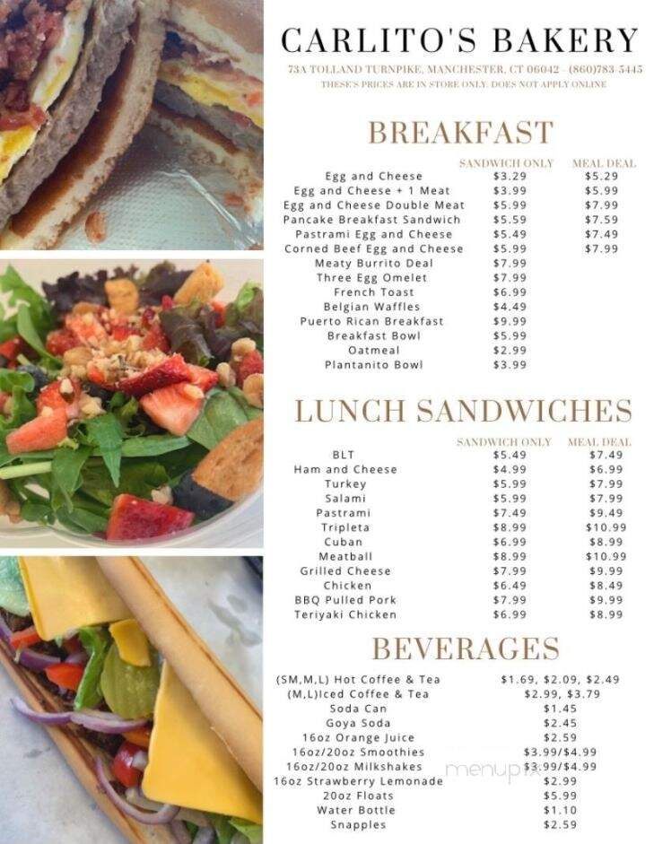 Carlito's Bakery - Manchester, CT menu_pic