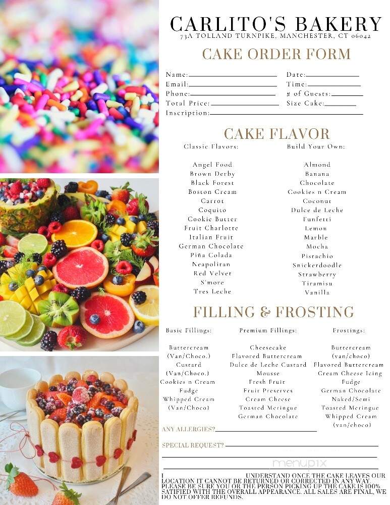 Carlito's Bakery - Manchester, CT menu_pic