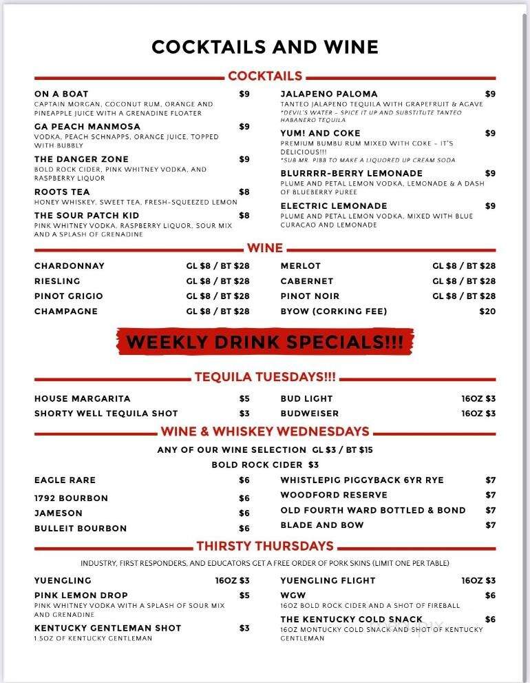 Southern Roots Tavern & Eatery - McDonough, GA menu_pic