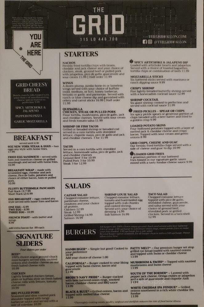 The Grid - Fallon, NV menu_pic