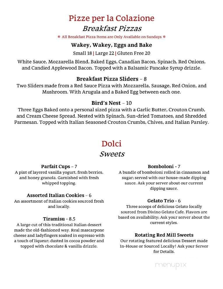 The Red Mill Inn & Pizza - Brookfield, WI menu_pic
