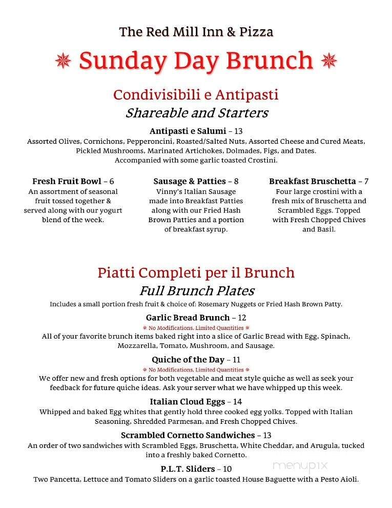 The Red Mill Inn & Pizza - Brookfield, WI menu_pic