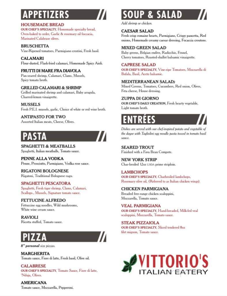 Vittorio's Italian Eatery - Niagara Falls, ON menu_pic