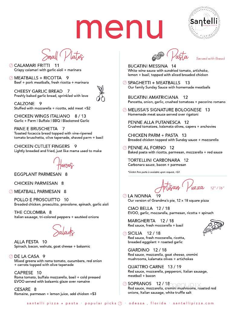 Santelli Pizza & Pasta - Odessa, FL menu_pic