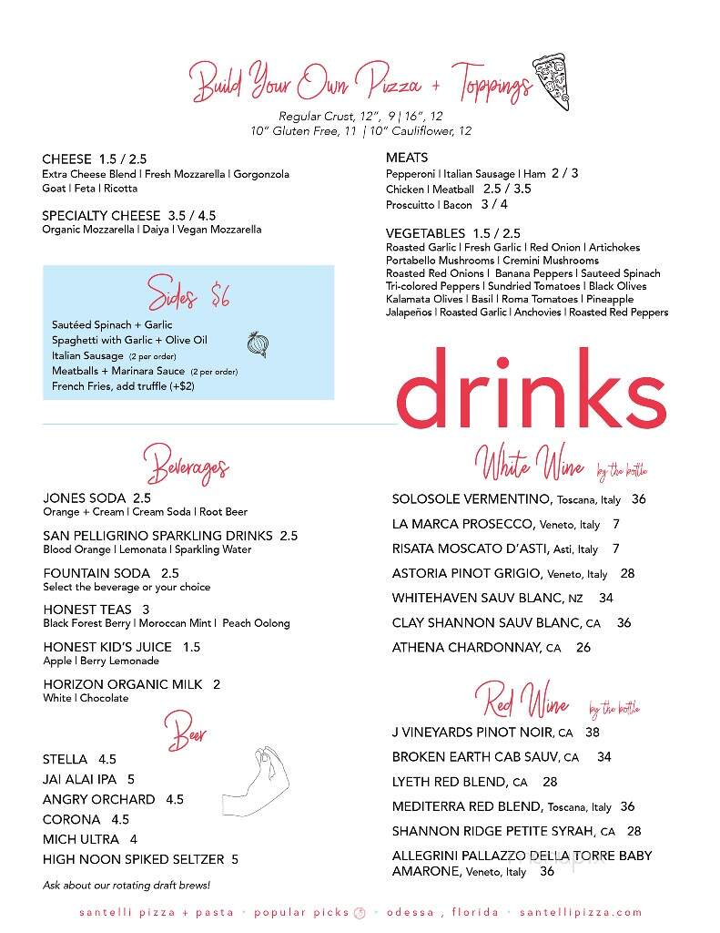 Santelli Pizza & Pasta - Odessa, FL menu_pic
