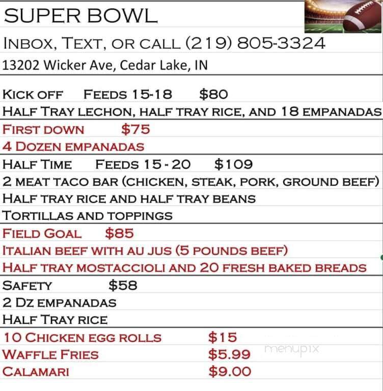 Froggie Latin Kitchen - Cedar Lake, IN menu_pic