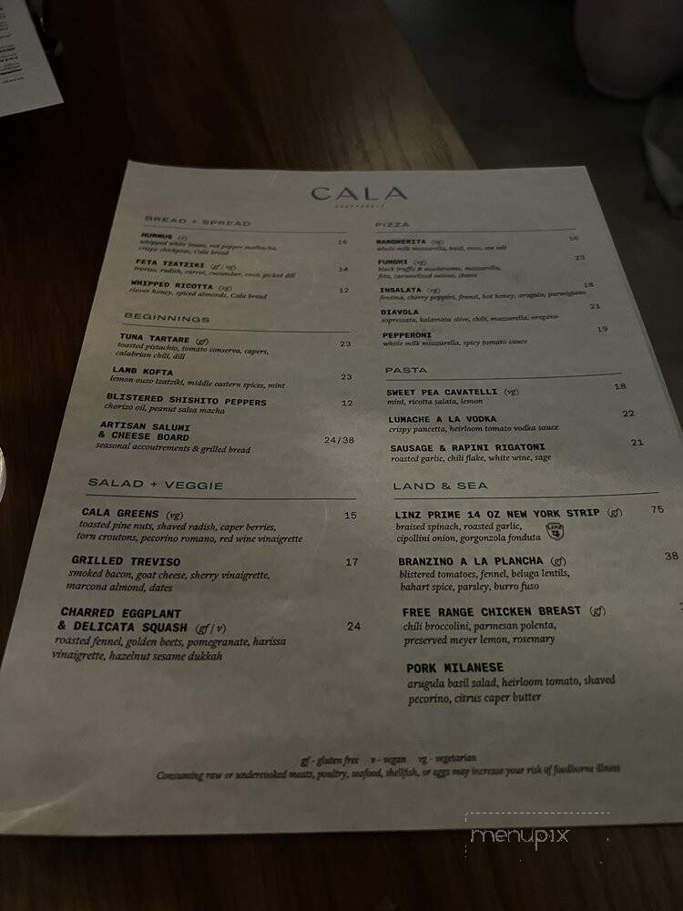 Cala - Scottsdale, AZ menu_pic