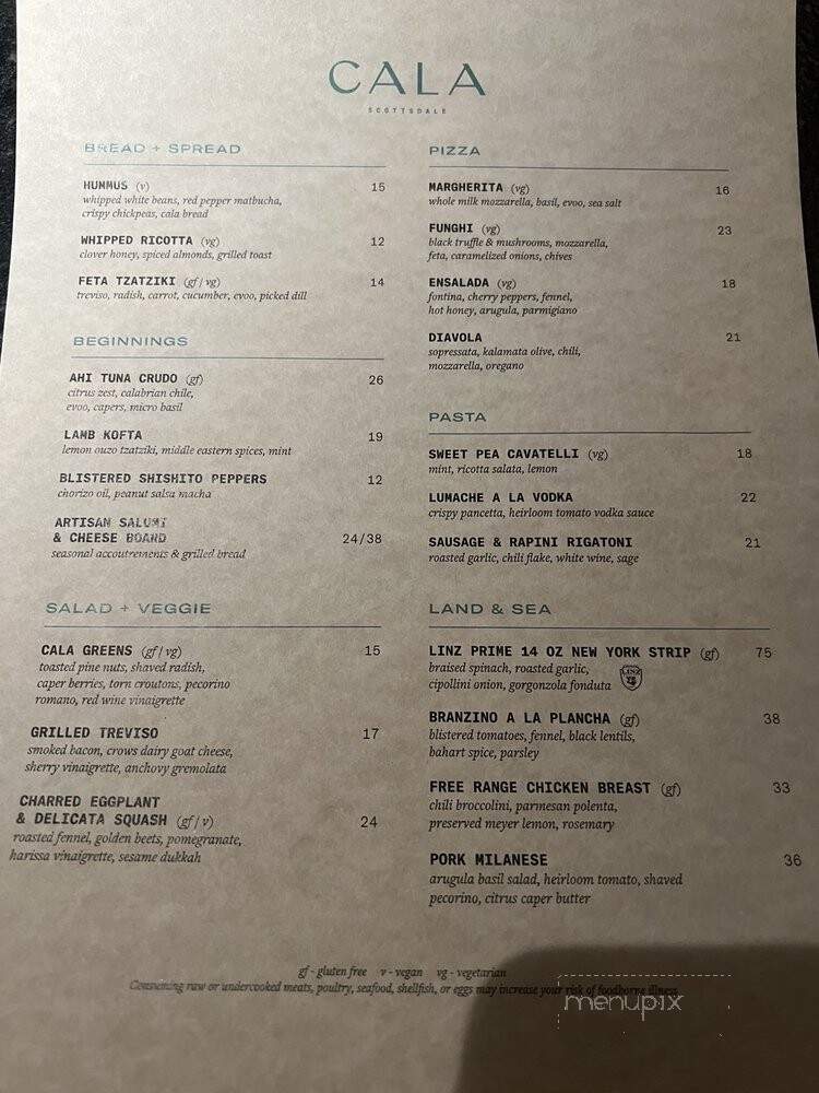Cala - Scottsdale, AZ menu_pic