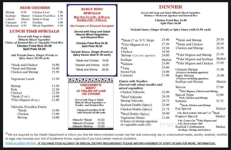 Fuji Japanese Restaurant - Macedonia, OH menu_pic