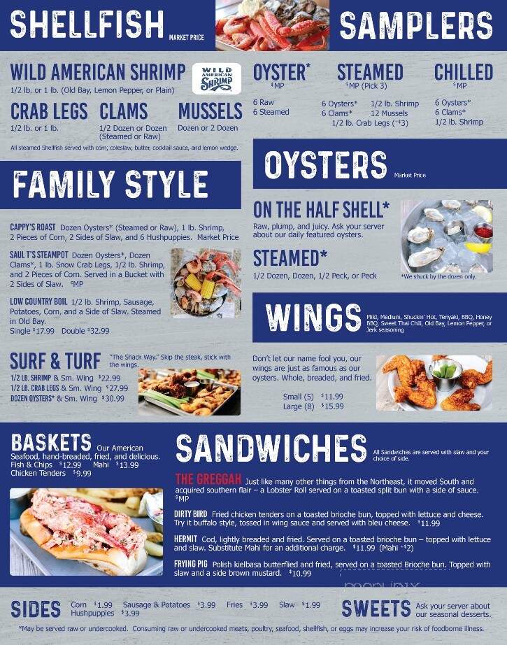 Shuckin' Shack Oyster Bar - Carolina Beach, NC menu_pic