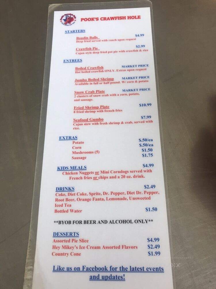 Pook's Crawfish Hole - Santa Fe, TX menu_pic