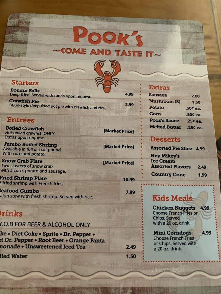 Pook's Crawfish Hole - Santa Fe, TX menu_pic