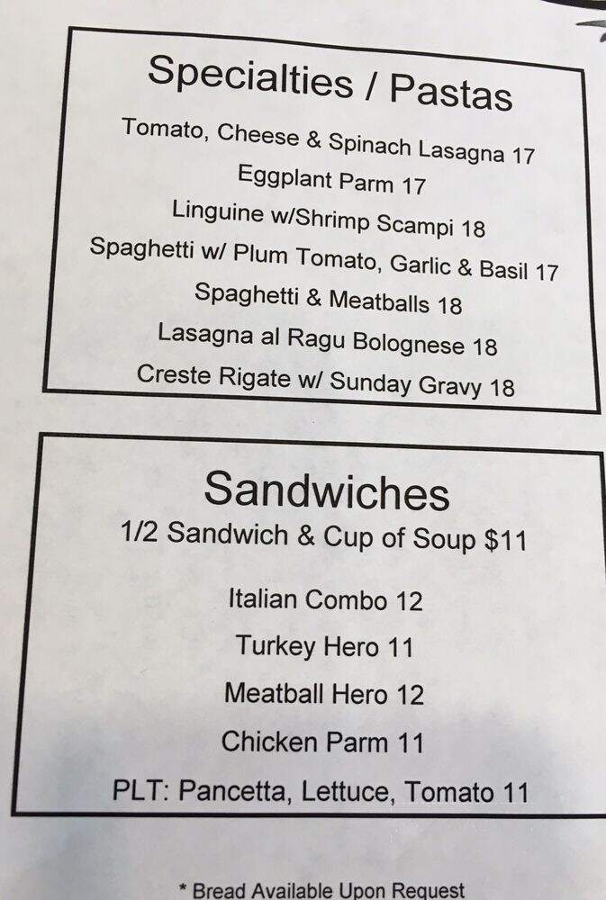 Carbone's Fine Food Wine - Dallas, TX menu_pic