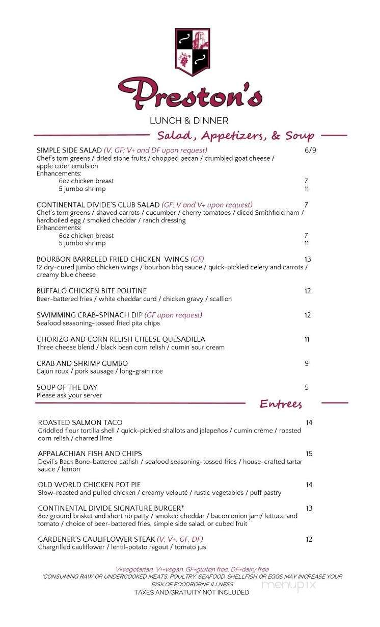 Preston's at the Inn at Virginia Tech - Blacksburg, VA menu_pic
