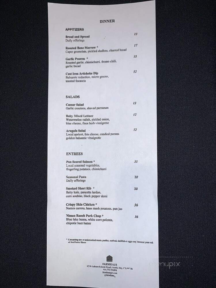 Farmhaus Granite Bay Restaurant - Granite Bay, CA menu_pic