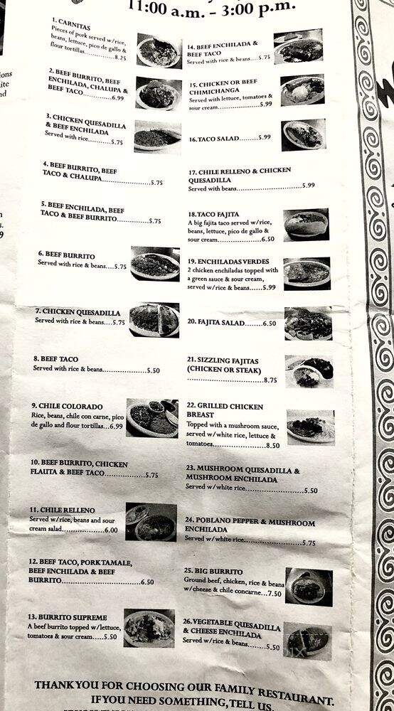 El Zarape - Leakesville, MS menu_pic