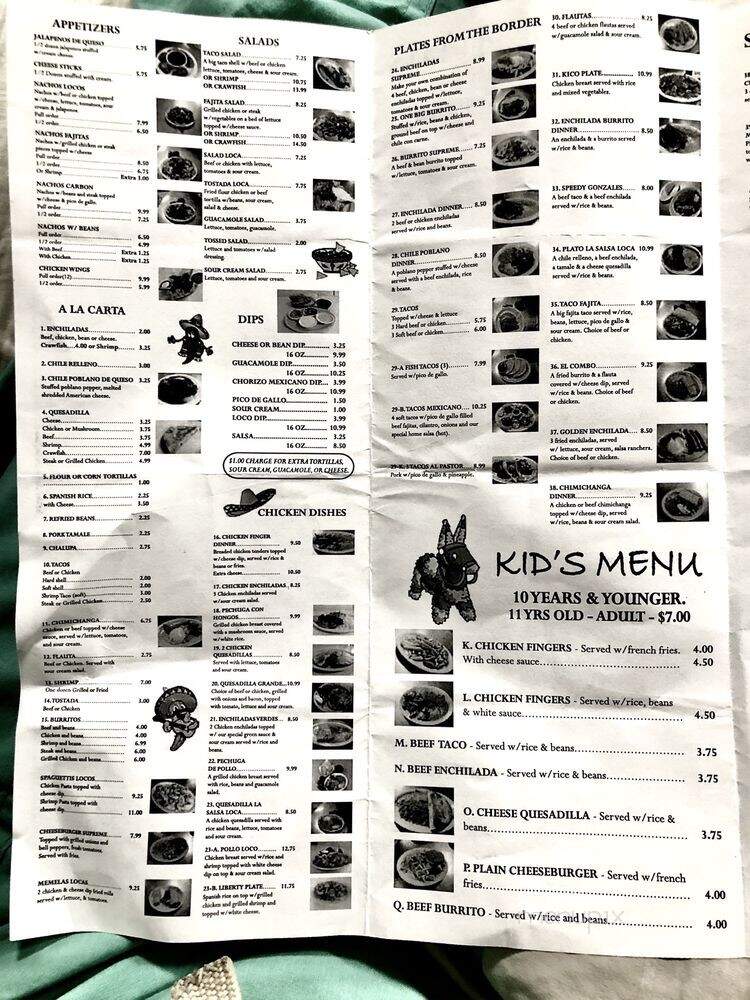 El Zarape - Leakesville, MS menu_pic