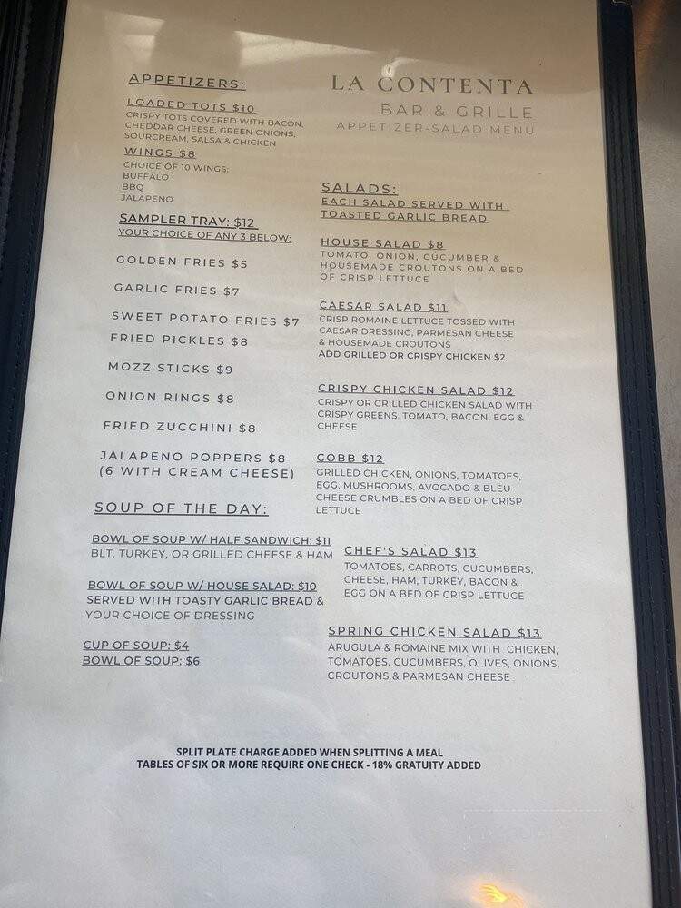 La Contenta Golf Club - Valley Springs, CA menu_pic