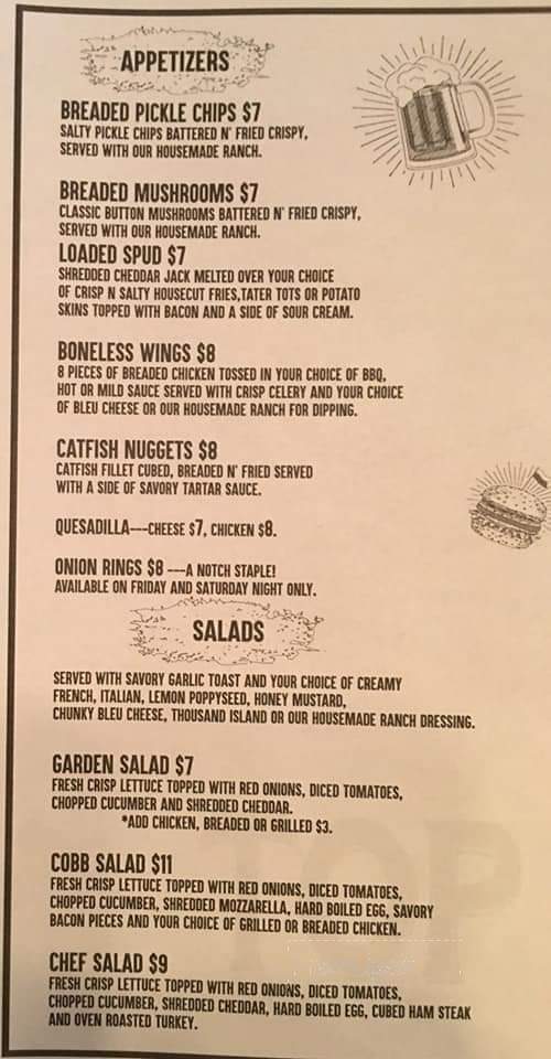 Top Notch Bar - Brookston, IN menu_pic