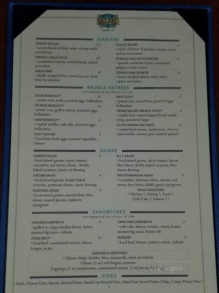 Off The Square - Albemarle, NC menu_pic