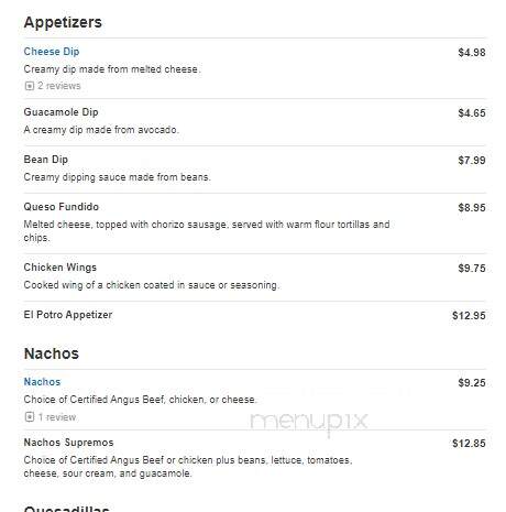 El Potro Mexican Restaurant - Lake City, FL menu_pic