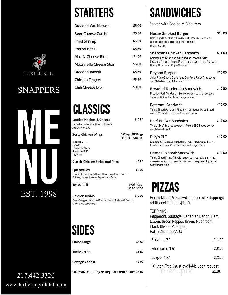 Turtle Run Golf Club - Danville, IL menu_pic