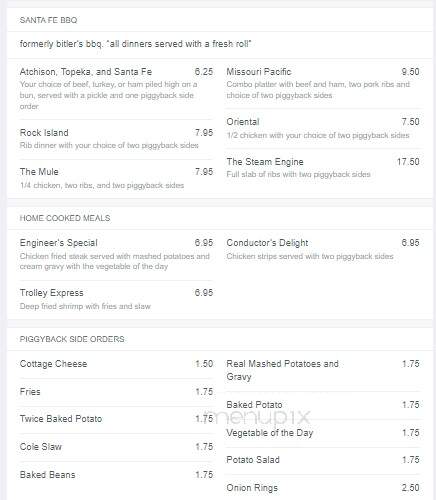 Santa Fe Depot Diner - Leavenworth, KS menu_pic