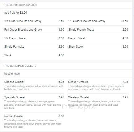 Santa Fe Depot Diner - Leavenworth, KS menu_pic