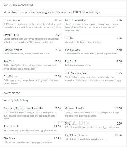 Santa Fe Depot Diner - Leavenworth, KS menu_pic