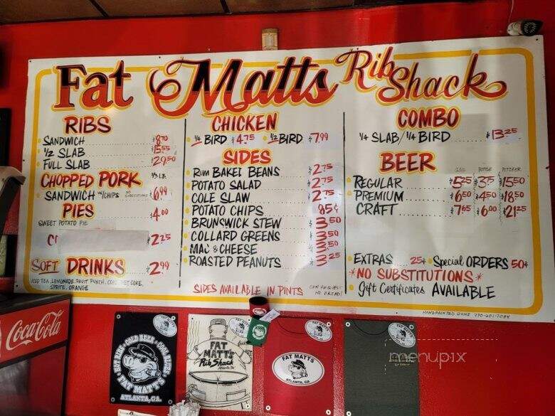 Fat Matt's Rib Shack - Atlanta, GA menu_pic