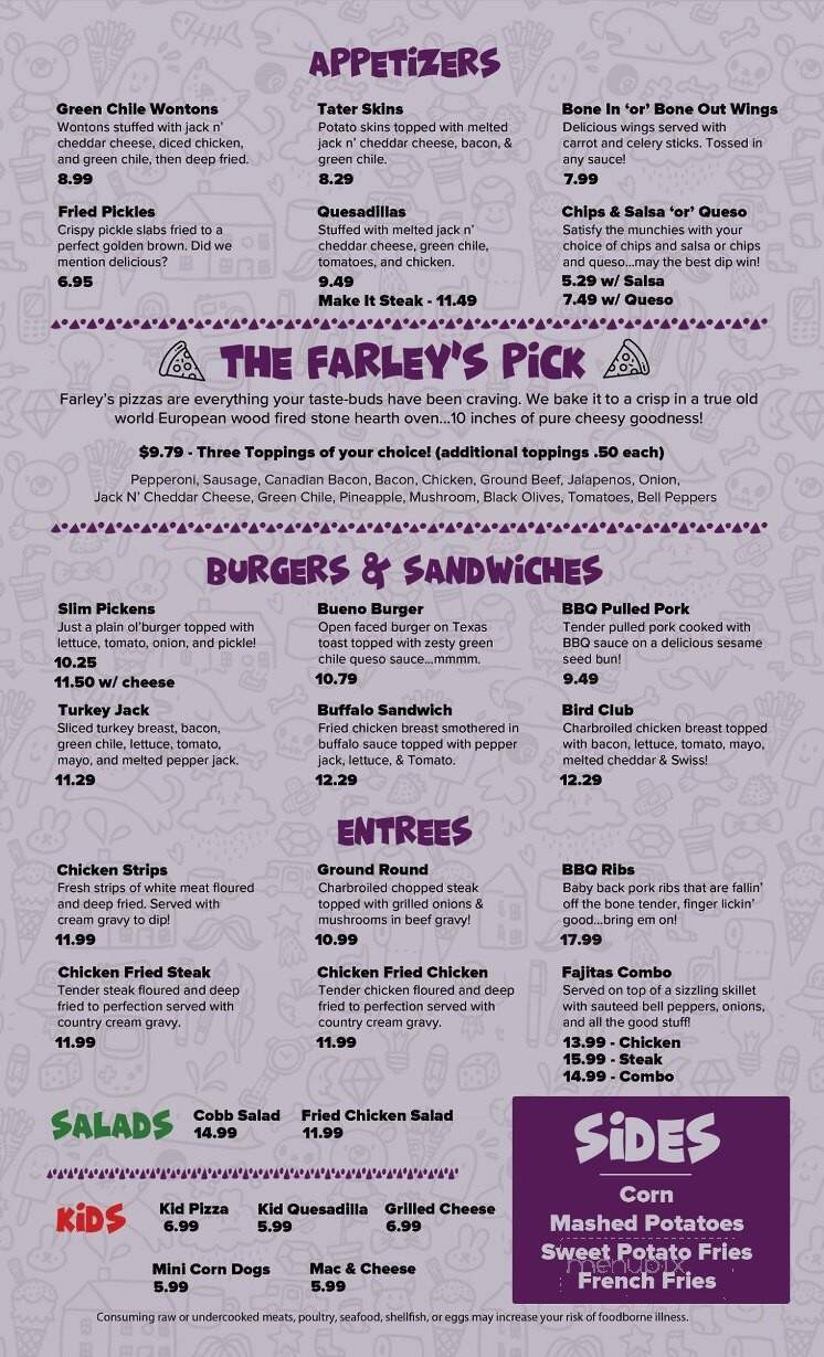 Farley's Food Fun & Pub - Ruidoso, NM menu_pic