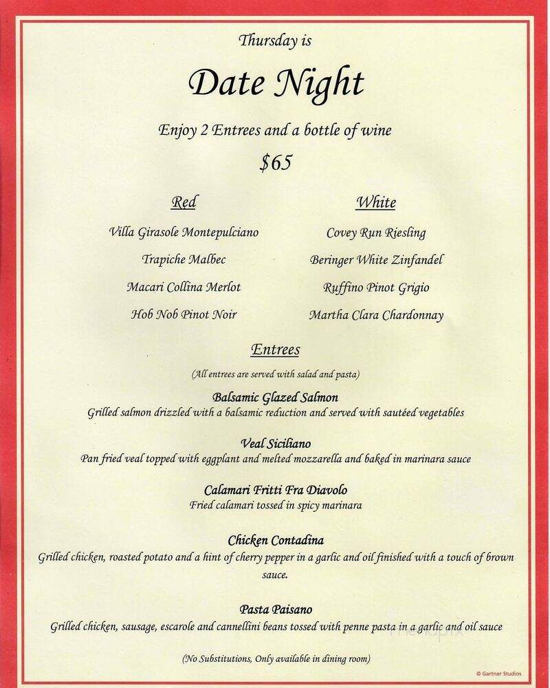 Michael Angelo Pizzeria - Mattituck, NY menu_pic