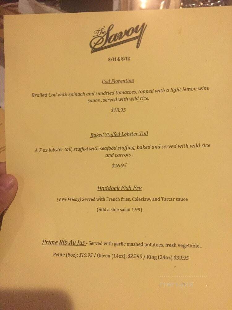Savoy Restaurant - Rome, NY menu_pic