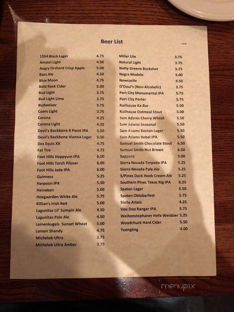 Flame Steakhouse - Sanford, NC menu_pic