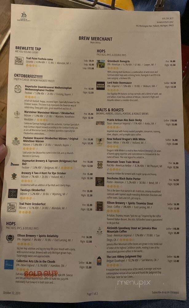 Brew Merchant - Holland, MI menu_pic