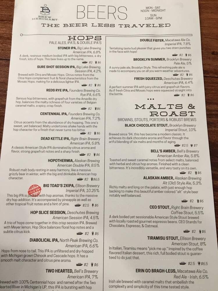 Brew Merchant - Holland, MI menu_pic