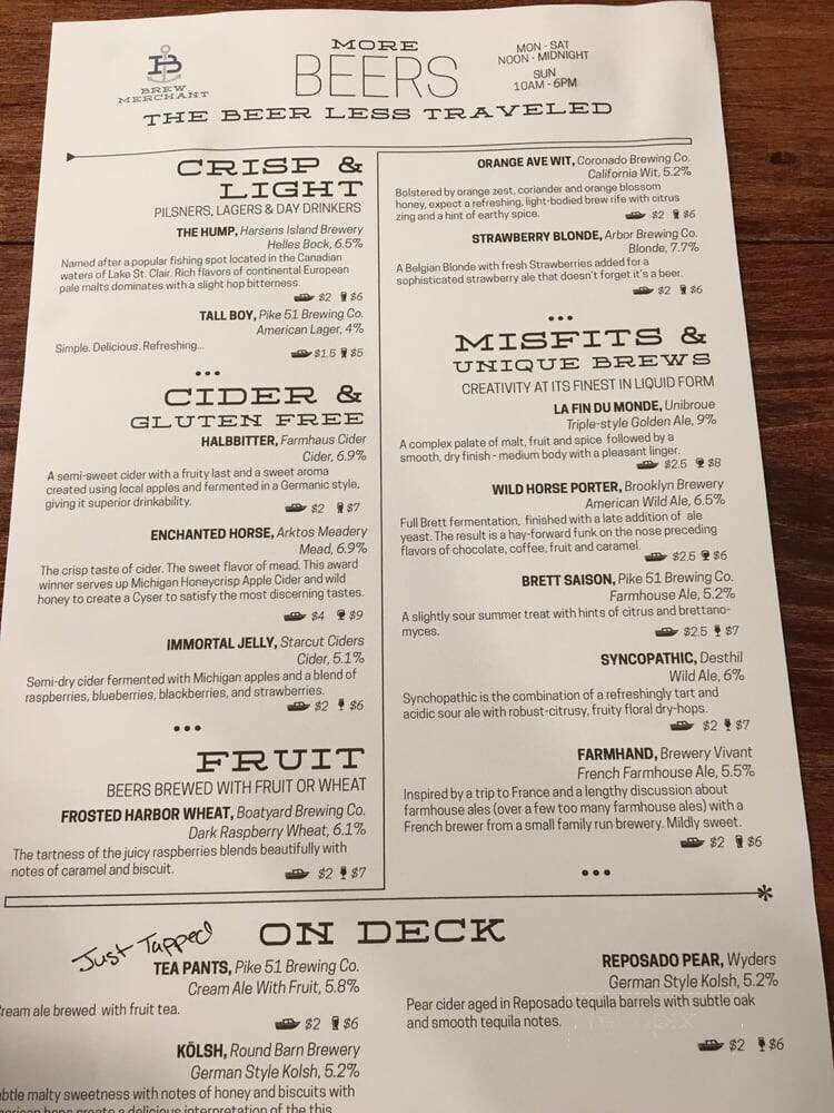 Brew Merchant - Holland, MI menu_pic