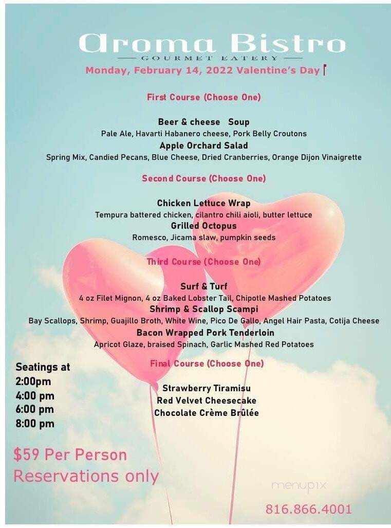 Aroma Bistro - Smithville, MO menu_pic